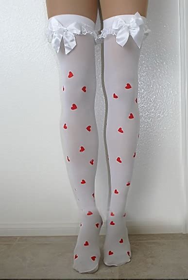 Fashion Care 2u As002 Sexy Red Heart White Bow Thigh High