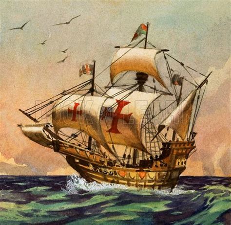 Santa Maria Ship On Which Christopher Columbus Sailed To The Stock