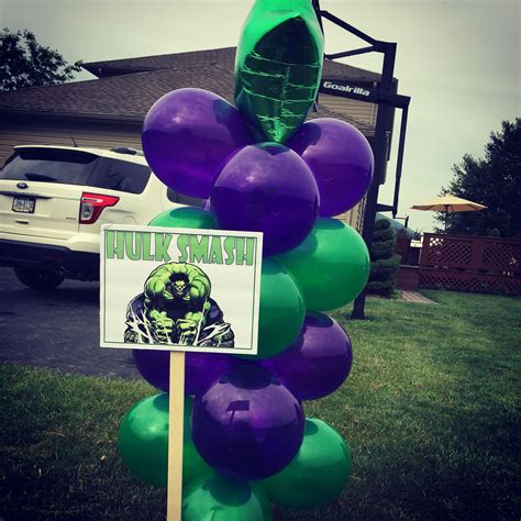 Hulk Smash Sign And Balloon Pillar Hulk Birthday Parties Hulk
