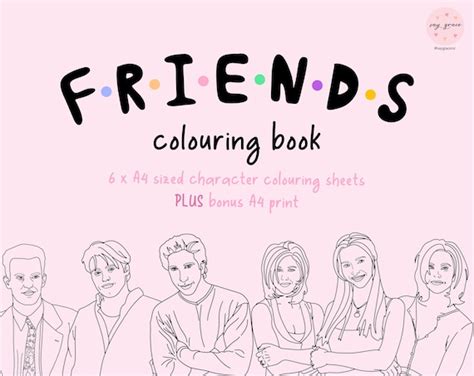Friends Tv Show Colouring Book Digital Instant Download Pdf Etsy