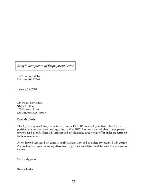 Job Offer Acceptance Confirmation Letter How To Write A Job Offer