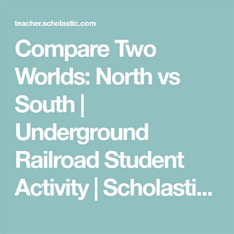 Compare Two Worlds North Vs South Underground Railroad Student