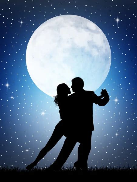 Silhouette Of A Loving Couple Against Space Landscape Stock Photo By