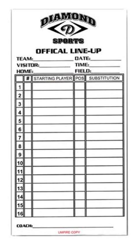 Printable Softball Lineup Cards Printable World Holiday