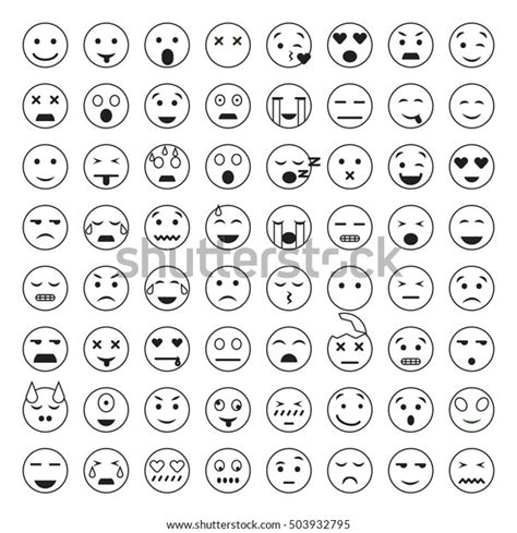 Set Emoticons Set Emoji Smile Icons เวกเตอร์สต็อก ปลอดค่าลิขสิทธิ์