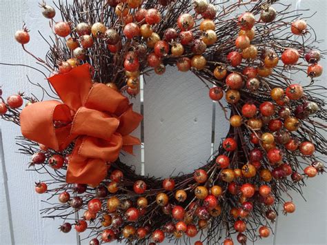 Berry Wreath Autumn Wreath Orange Berry Wreath Festive Wreath Hand
