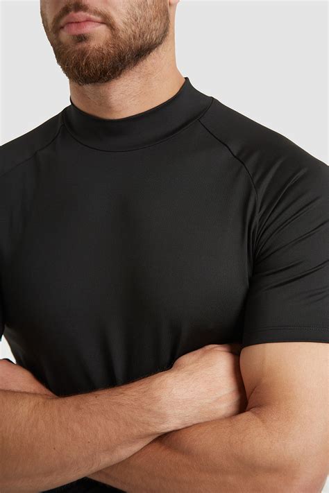 Performance Stretch High Neck T Shirt In Black Tailored Athlete Usa