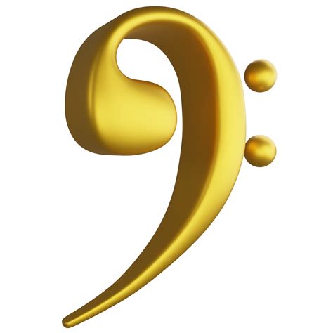 Bass Clef Or F Clef Note Side View Metallic Gold Clipart Flat Design