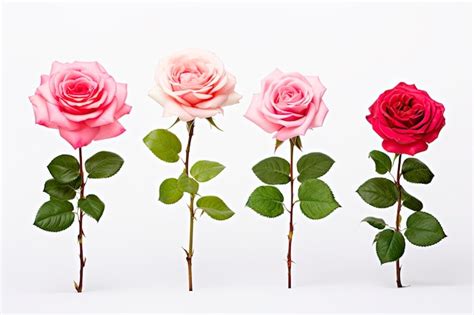 Premium Ai Image Blooming Stages Of Rose Flower On White Background