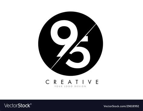95 9 5 Number Logo Design With A Creative Cut Vector Image
