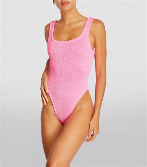 Womens Hunza G Pink Square Neck Swimsuit Harrods Uk