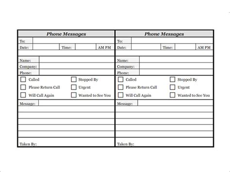 Free 14 Sample Phone Message Templates In Pdf Ms Word Excel