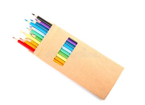 Color Pencils In A Pencil Box On White Background Stock Image Image