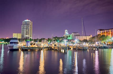 St Petersburg Florida City Skyline And Waterfront At Night Photograph