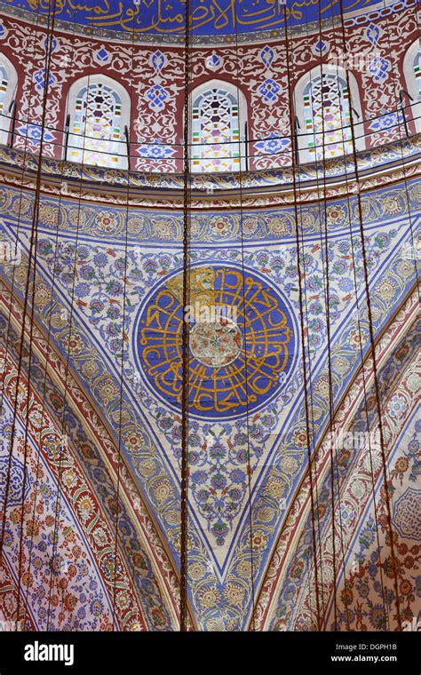 Interior View Detail View Of Iznik Ceramics Tiles Blue Mosque Sultan
