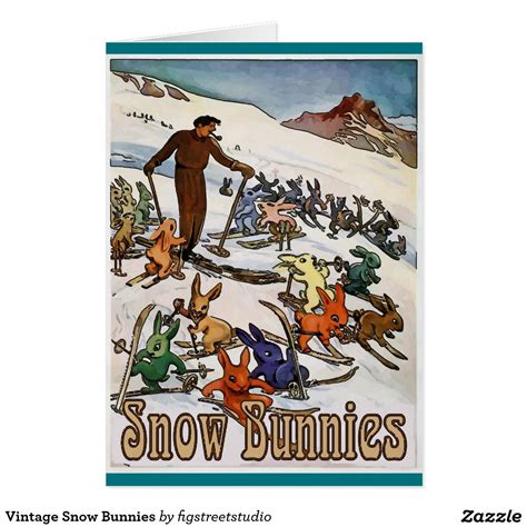 Vintage Snow Bunnies Card Snow Ts New Orleans Christmas Snow Bunnies