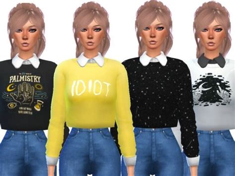 12 Adorable Collared Tops Found In Tsr Category Sims 4 Female