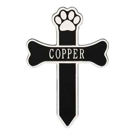 Dog Paw And Bone Memorial Cross In Black And White With 1 Line Of Text