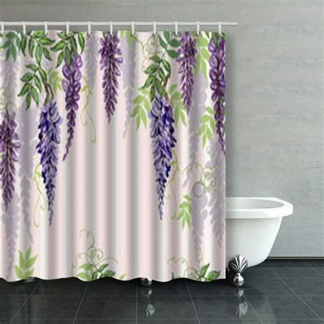 Artjia Seamless Floral Summer Pattern Wisteria Shower Curtains Bathroom
