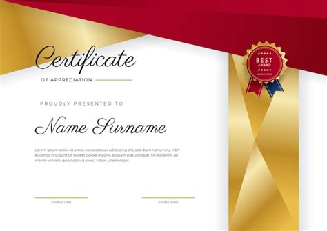 Premium Vector Red And Gold Certificate Of Achievement Border