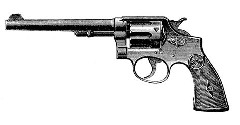 Digital Stamp Design Antique Illustration Gun Revolver 1920 Clipart