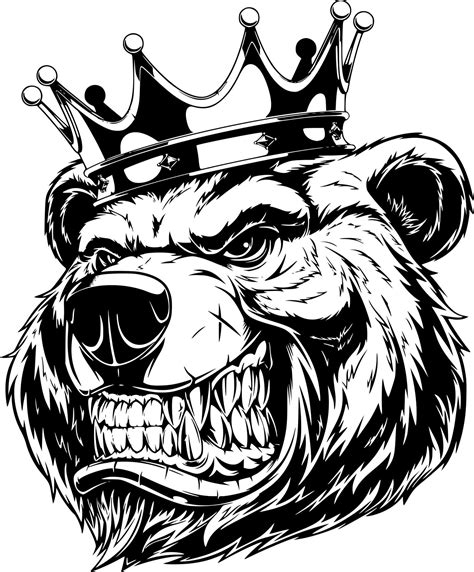 Angry Bear Clipart Vector Image Fierce Grizzly Bear Head Etsy In
