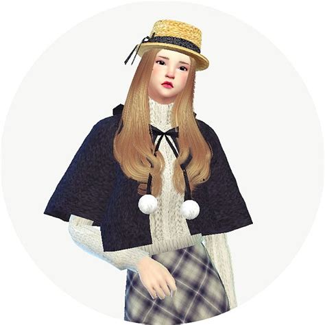 Female Hood Cape Coat At Marigold Sims 4 Updates Sims 4 Clothing
