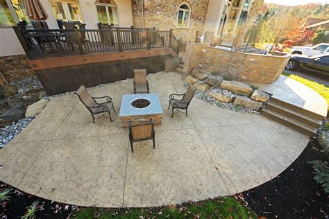 Stamped Concrete Patio And Fire Pit