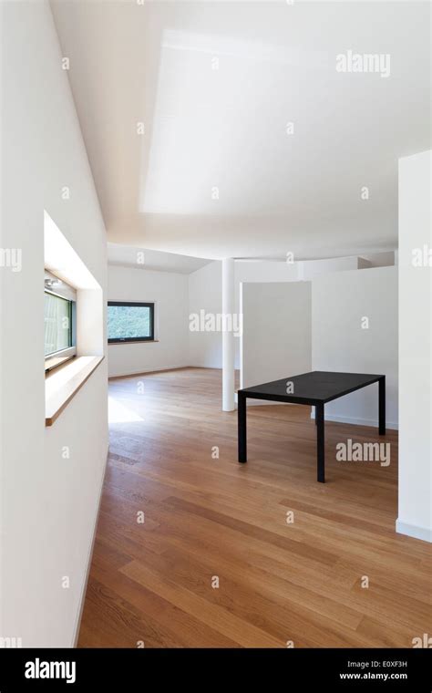 Interior Modern House Empty Room With Black Table Stock Photo Alamy