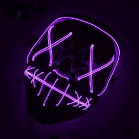 Неоновая маска Purge Mask Судная ночь Фиолетовая фото отзывы