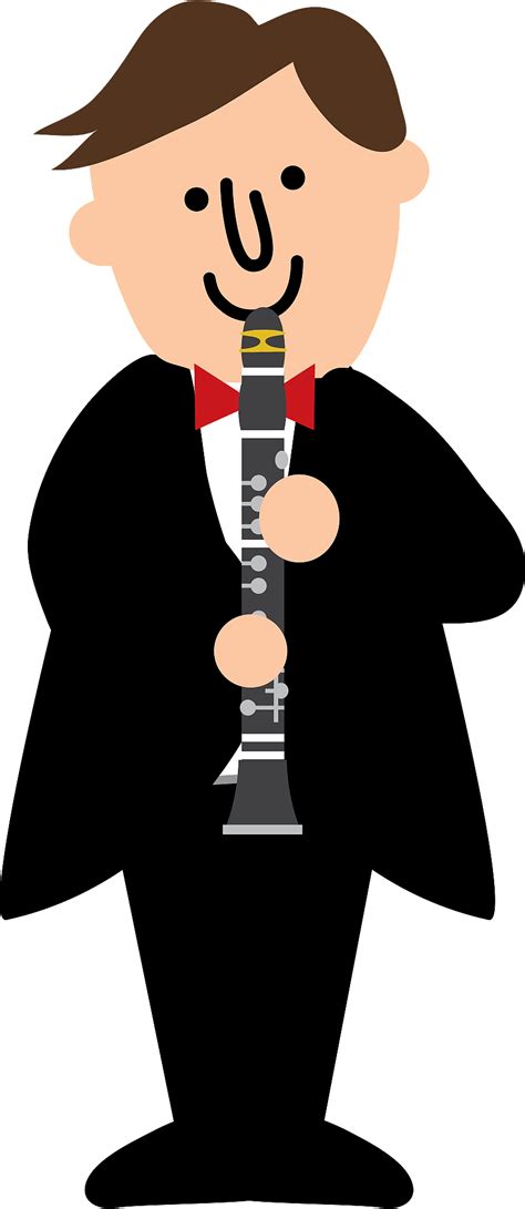 Cartoon Clarinet Player Original Vector Illustration Music Player
