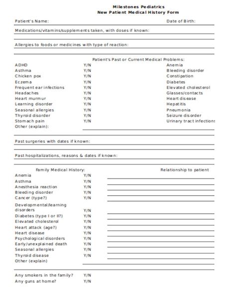 Free 12 Sample Medical History Forms In Pdf Ms Word Excel