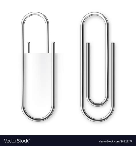 Realistic Metal Paper Clip Isolated On White Vector Image