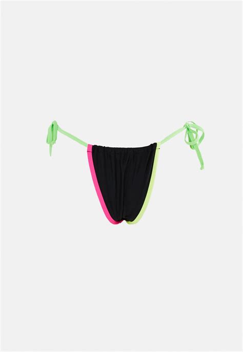 Black Neon Trim Itsy Bitsy Bikini Bottoms Missguided