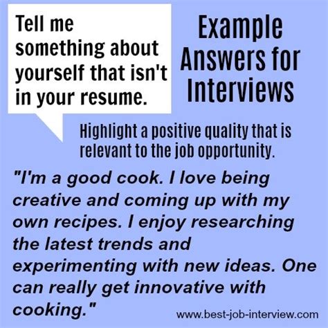 After all, we talk about ourselves all the time. Example Answers for Interviews - Tell me something not on ...