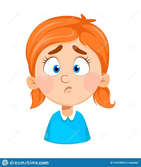 Face Expression Of Cute Little Girl Sad Stock Vector Illustration Of
