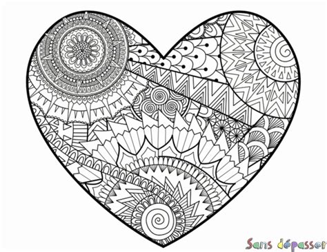 Le mandala à colorier et à imprimer toute la journée. Coloriage Coeur et mandala - Sans Dépasser