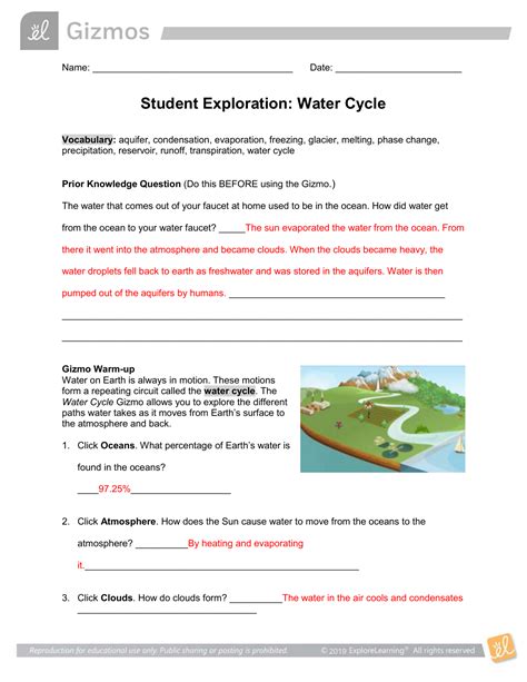 The Water Cycle Worksheet Answers