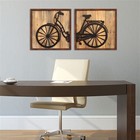 Stratton Home Decor Set Of 2 Retro Bicycle Panels Wall