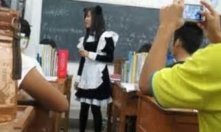 Chinese Teacher Dresses Up As Sexy Maid As Reward For Her Class S Top