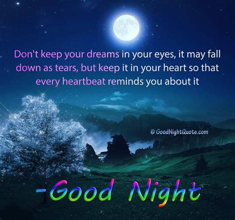 Good Night Keep Your Dreams In Your Heart Good Night Quotes Good