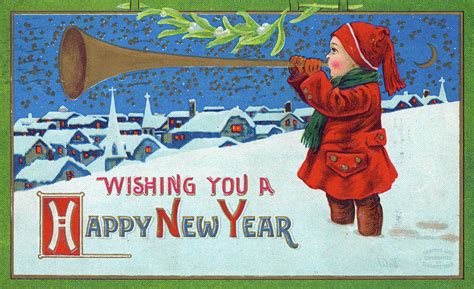Wishing You A Happy New Year Painting By Vintage Postcard Pixels