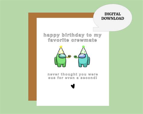 Among Us Birthday Card Printable Digital Birthday Cards Birthday