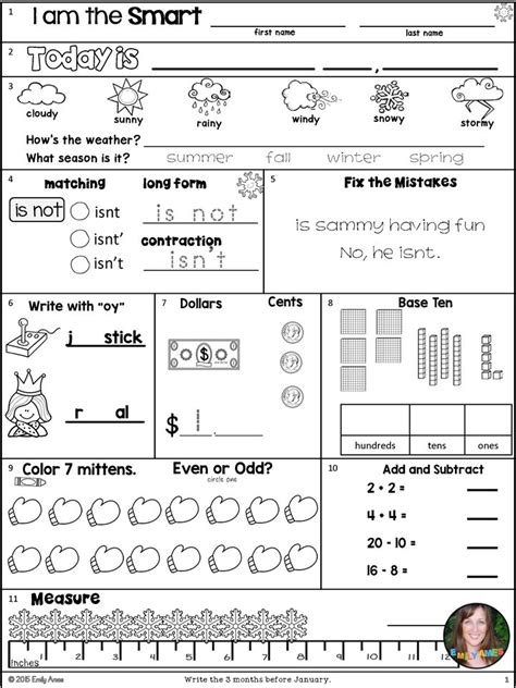 January Second Grade Morning Work Practice of base ten, even and odd