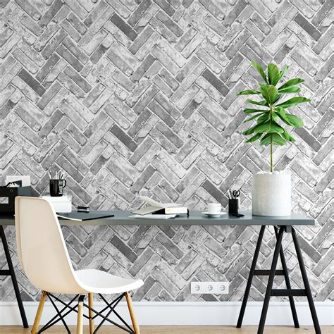 Muriva Herringbone Brick Grey Wallpaper From Wallpaper Co Online Uk