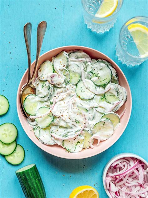 Creamy Cucumber Salad With Greek Yogurt Dressing Live Eat Learn