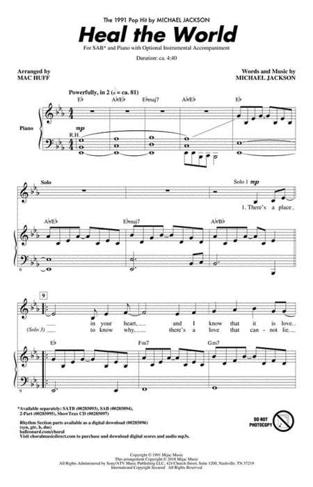 Heal The World By Michael Jackson Octavo Sheet Music For Choral Buy