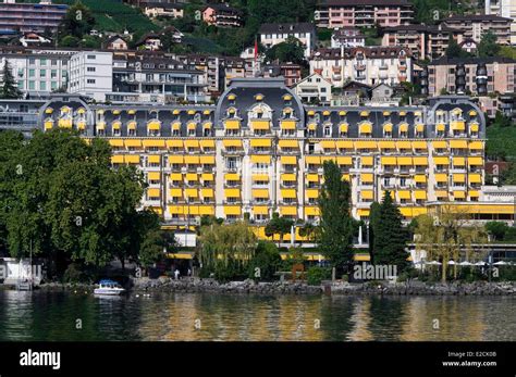 Switzerland Canton Of Vaud Montreux And The Montreux Palace Hotel On