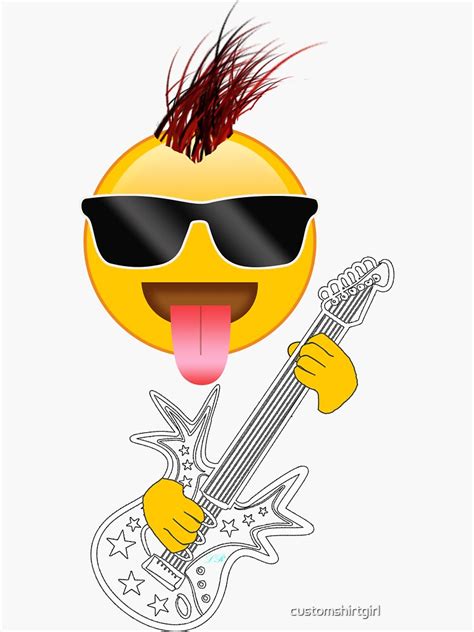 Emoji Punk Rock Guitar Player With Mohawk Sticker By Customshirtgirl