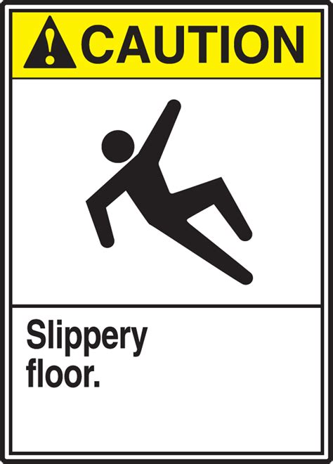 slippery floor ansi caution safety sign mrtf606